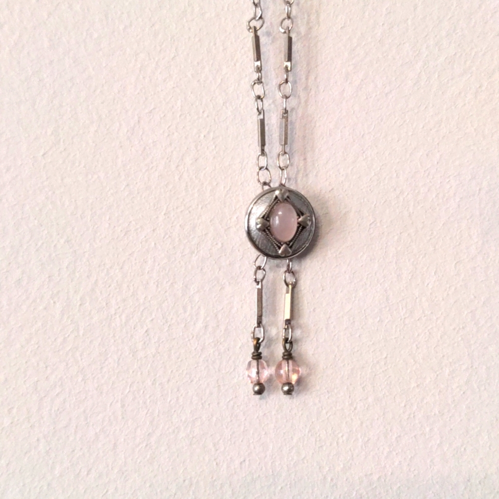 Michal Golan silver necklace pink pendant